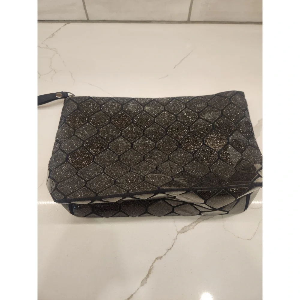 Patrizia Luca Black Glitter Geometric Crossbody Bag NWT Missing The Long Strap‎